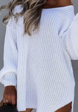 V-Neck Long Sleeved Temperament White Sweater