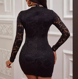 Temperament Hot Diamond Mesh Lace Splicing Dress