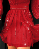 Sexy Mesh Sequin V-Neck Dress