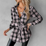 Long Sleeves Temperament Women Plaid Shirt