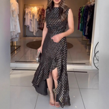 Black Sleeveless Irregular Ruffle Edge Dress
