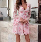 Fashion Flower Deep V-Neck Dress