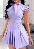 Elegant Women'S Purple Ruffled Dress