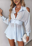 Elegant Blue Two Piece Shorts Set