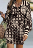 Casual Printing Long Sleeve Dress