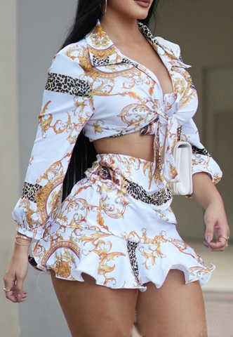 Women'S Printed Long Sleeve Two Piece Set