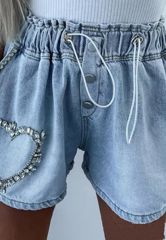 Women'S Casual Loose Hot Diamond Denim Shorts