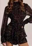 Temperament High Waist Long-Sleeved Dress