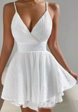 V-Neck Women'S White Sling Sleeveless Dress