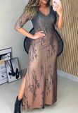 Sexy Women'S Leaf Print V-Neck Dress