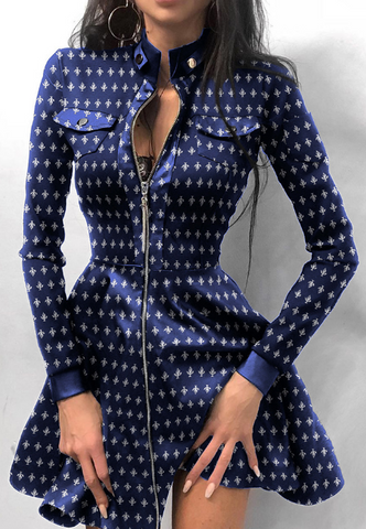 Women'S Printed Long Sleeved Dress