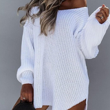 V-Neck Long Sleeved Temperament White Sweater