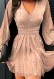 Sexy Mesh Sequin V-Neck Dress