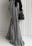 Slim Striped Elastic Flared Pants Casual Pants