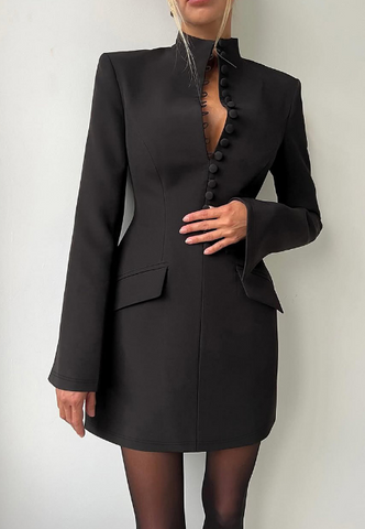 Sexy Solid Color Long Sleeved Hip Hugging Dress