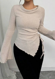 Irregular Slim Design Solid Color Top
