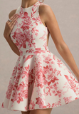 Fashion Sleeveless High Waist Backless Printed Dress