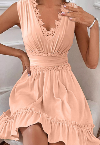 Women'S Lace Patchwork Casual Sleeveless Dress