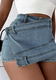 High Waist Irregular Pants Denim Skirt