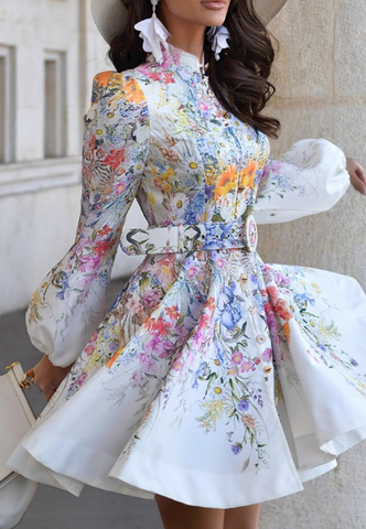 Women'S Temperament Printed Long Sleeve Dress