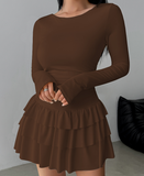 Women'S Solid Color Slim Temperament Long Sleeved Dress