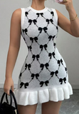 Slim Butterfly Knot Jacquard Pattern Knitted Sleeveless Dress