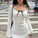 Elegant Temperament Bow Long Sleeved Dress