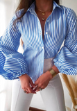 Light Blue Stripe Slim Long Sleeved Shirt
