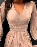 Sexy Mesh Sequin V-Neck Dress
