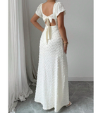 Elegant Temperament Long Sleeves White Dress