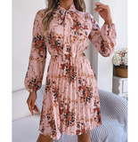 Women Elegant Flowers Long Sleeved Dress