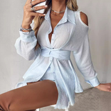 Elegant Blue Two Piece Shorts Set