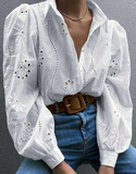 Long Sleeved Women'S Embroidered White Shirt