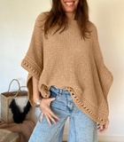 Elegant Temperament Solid Color Bat Sleeve Knitted Sweater