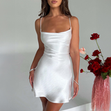 Elegant Temperament Solid Color Women'S Sling Dress