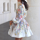 Women'S Temperament Printed Long Sleeve Dress