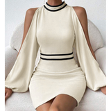 Off Shoulder Tight Fitting Long Sleeve Dress