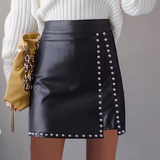 Black Beaded Leather Skirt