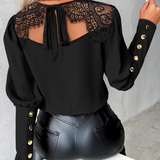 Sexy Lace Splicing Long Sleeved Shirt