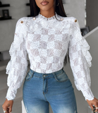 Design Jacquard Slim Long Sleeve Shirt Top