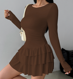 Women'S Solid Color Slim Temperament Long Sleeved Dress