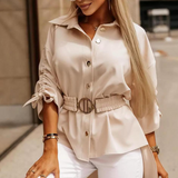 Women'S Temperament Solid Color Long Sleeve Shirt