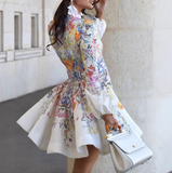Women'S Temperament Printed Long Sleeve Dress