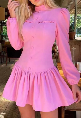 Elegant Fashion Women'S High Neck Long Sleeve Dress