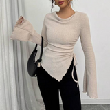 Irregular Slim Design Solid Color Top