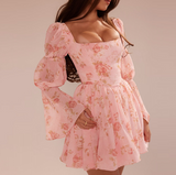 Fashion Sweet Floral Fragments Slim Women'S Long Sleeved Dress