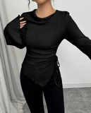 Irregular Slim Design Solid Color Top