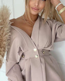 Casual V-neck Long Sleeve Dress