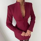 Sexy Solid Color Long Sleeved Hip Hugging Dress