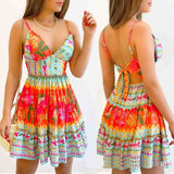 V-Neck Printing Sling Women'S Sleeveless Dress